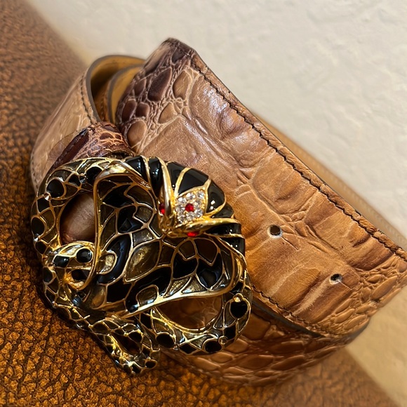 Roberto Cavalli Rare Gold/black Metal, with faux rubies & diamonds Cobra Belt! - Picture 4 of 11